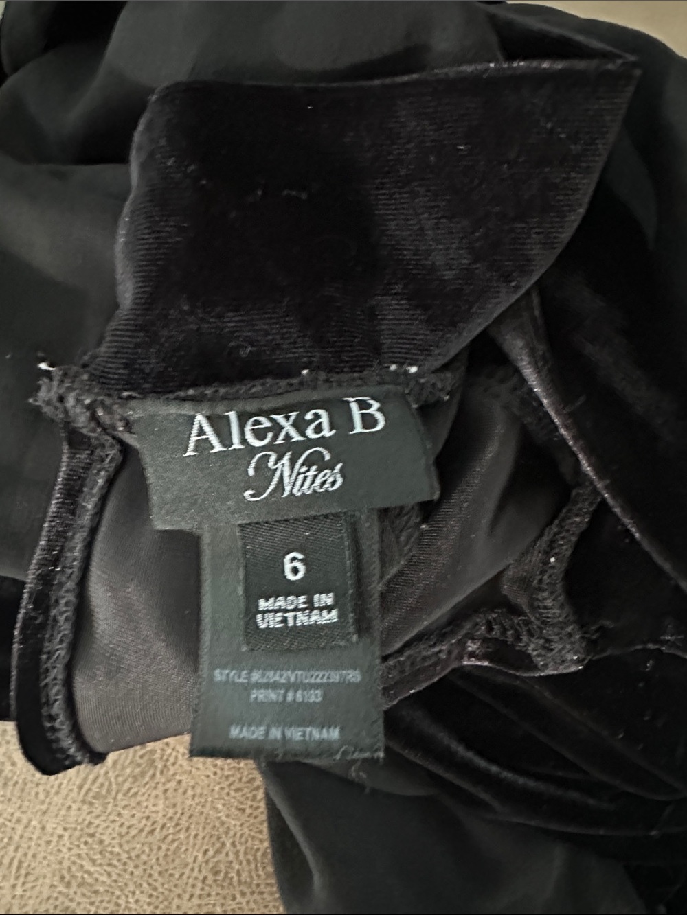 AlexaB Nites Black Long-Mesh-Sleeve Velvet Midi Dress / Sz6/Small - Picture 6 of 12